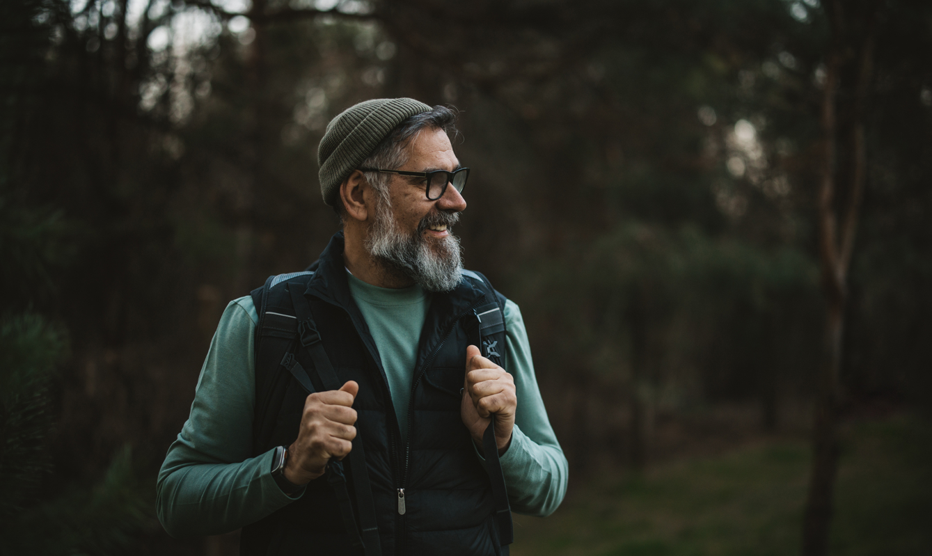 mature man hiking nature